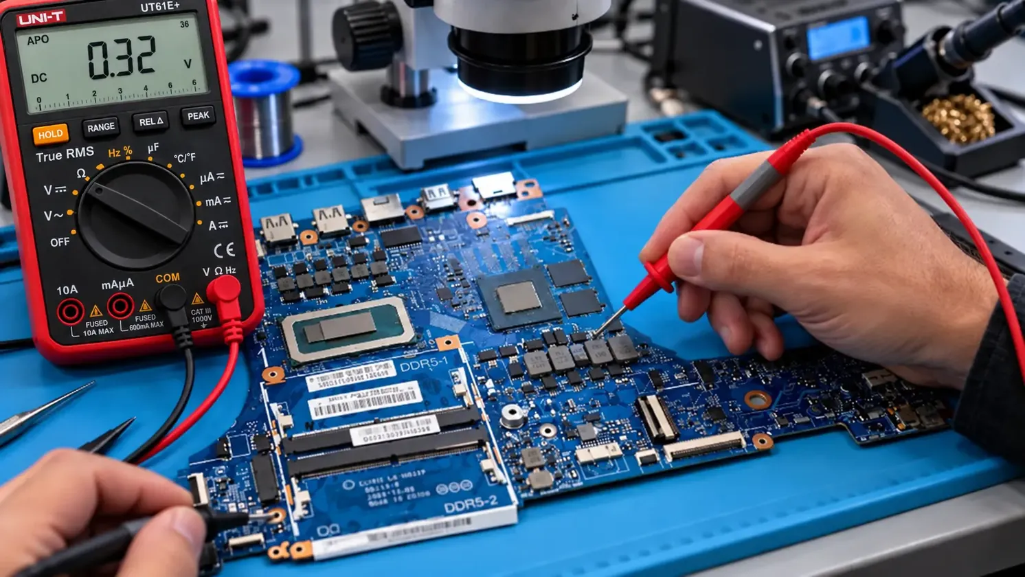 Diagnóstico de placa-mãe no laboratório da TopSys